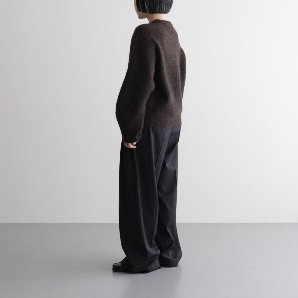 stretch superkid mohair crew-neck P/O #dark brown [WVFL-UW114]