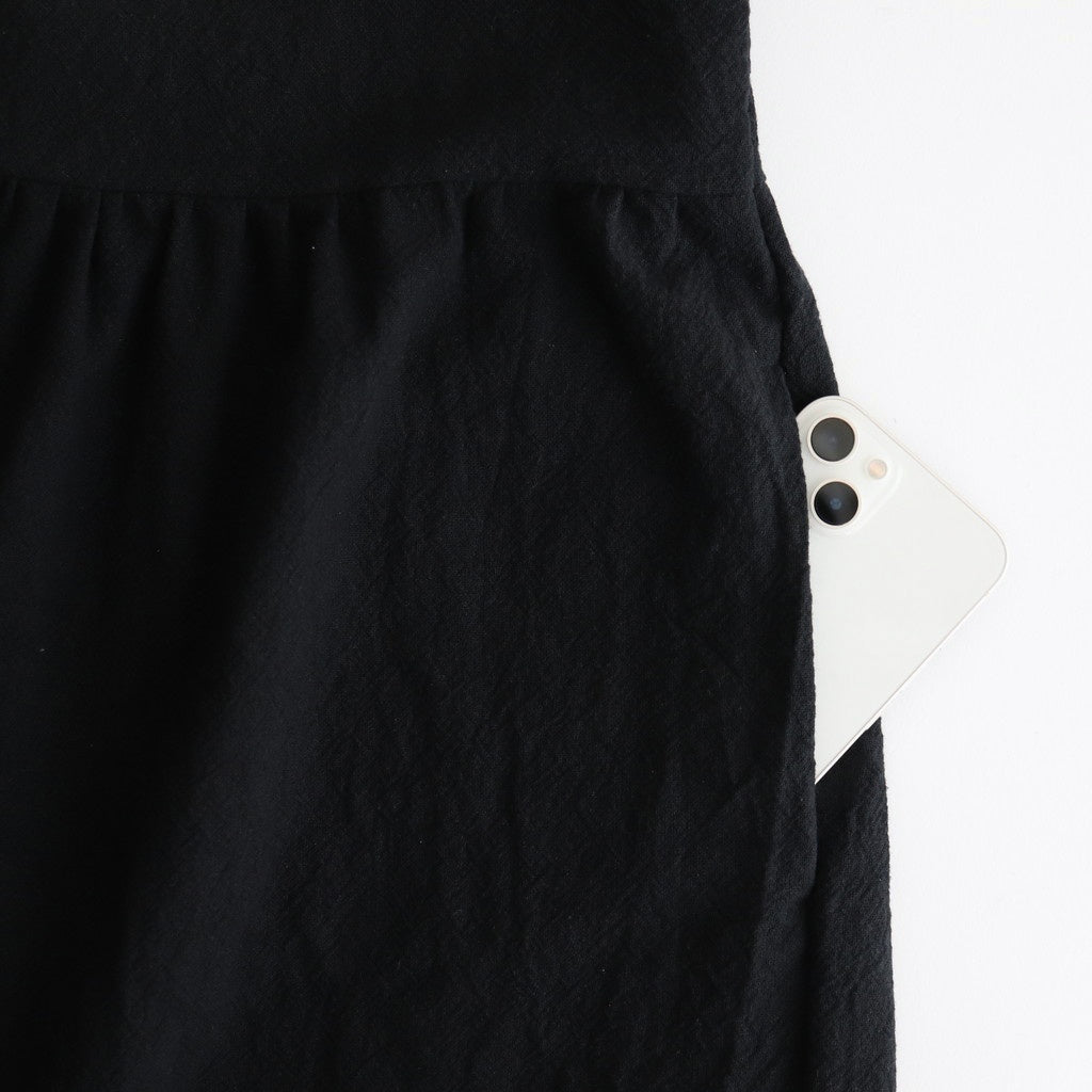 cotton linen powder dress #black [1559-007]