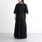 80s COTTON VOILE LACE GATHERED SKIRT #9900 BLACK [NSL26093]