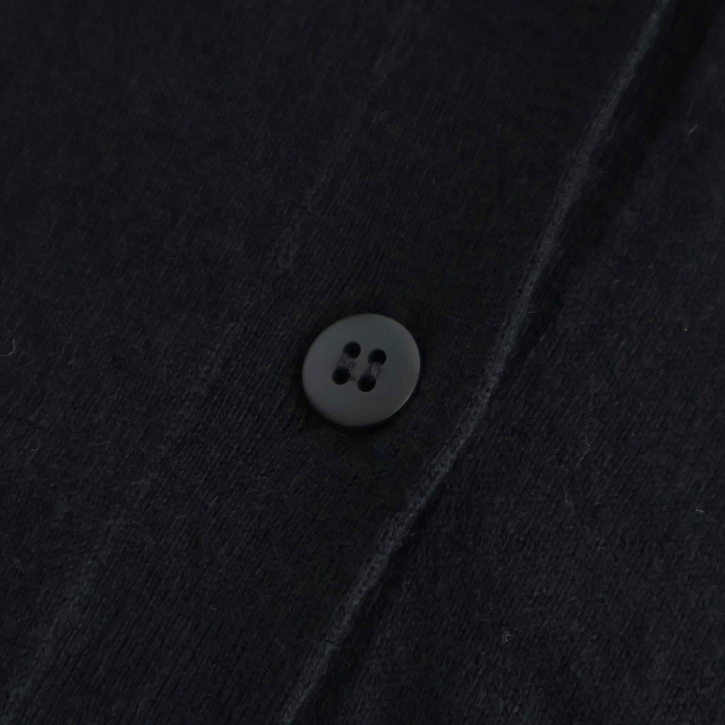 14GG 2PLY PLAIN STITCH COTTON/WOOL/CASHMERE V-NECK CARDIGAN #9900 BLACK [GNSL25531]