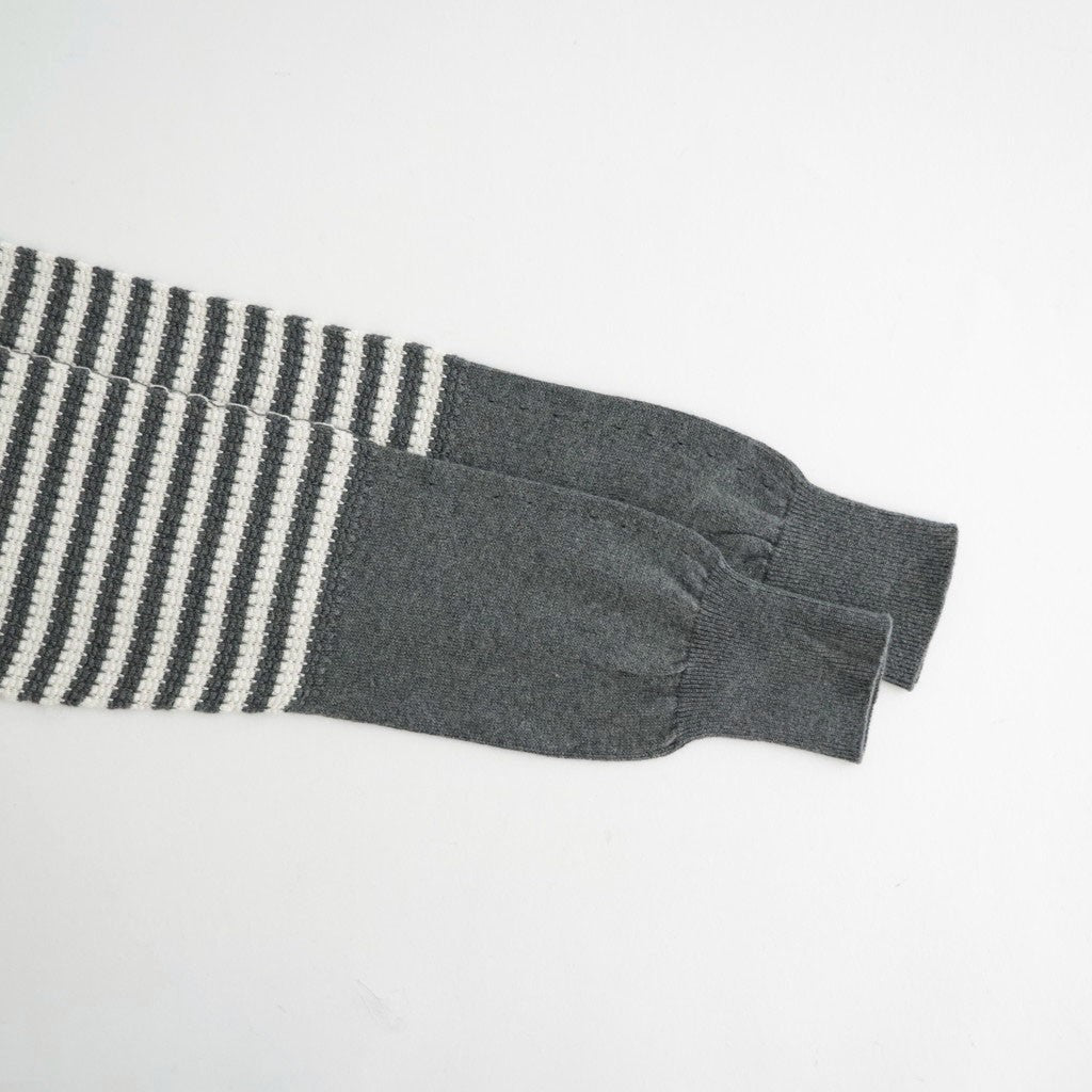 Stripe Cardigan #Grey x Ecru [Oni067]