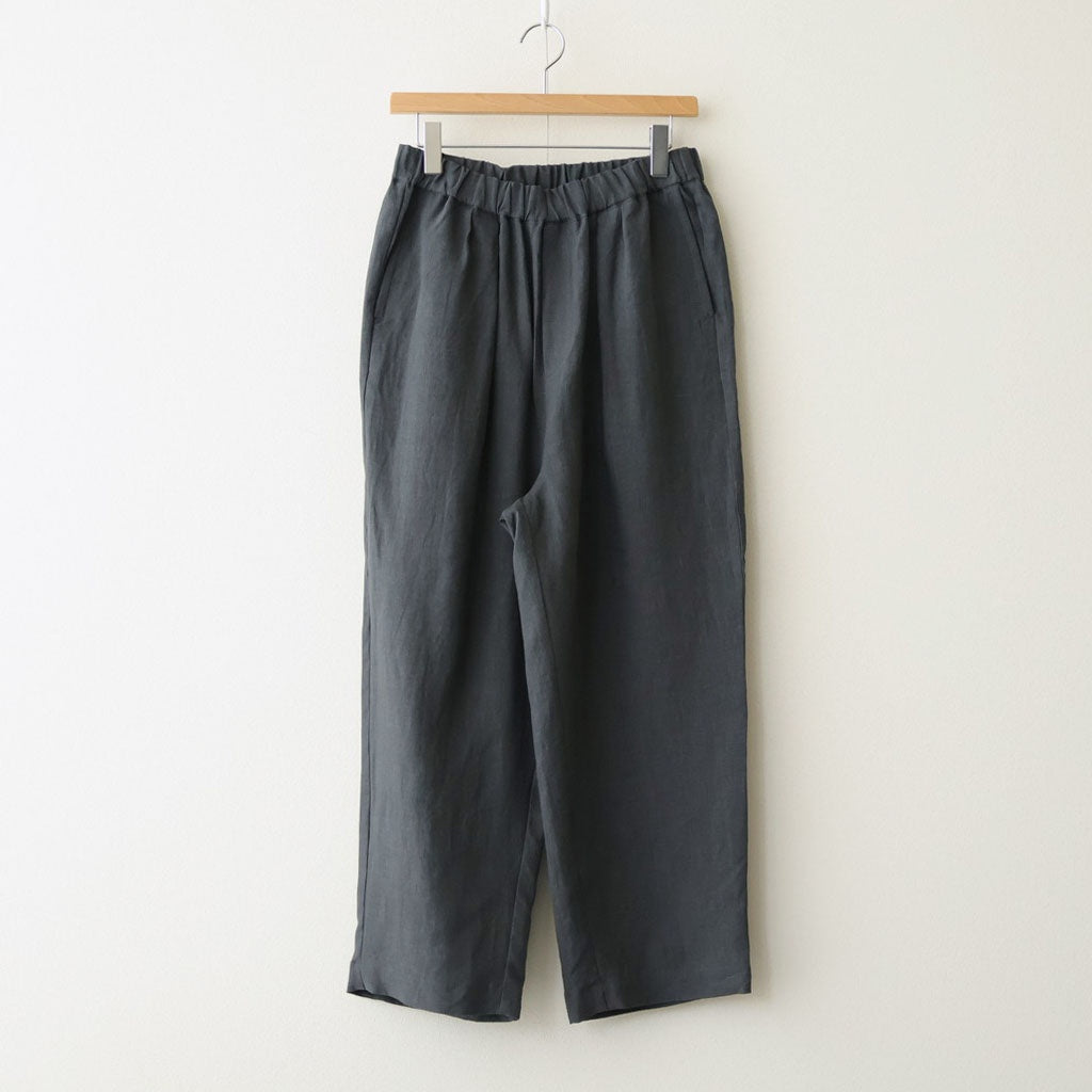 40s FRENCH LINEN DYED CANVAS 2TUCK TAPERED EASY PANTS #9800 CHARCOAL [GNMDS2501FL]