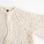 british super down slub felt yarn hand-knit cardigan #ecru [WXFL-UW127]