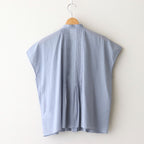 80s COTTON VOILE PLAIN BANDED COLLAR FRENCH/SL PINTUCK SHIRT #3300 SAX BLUE [NSL25042]