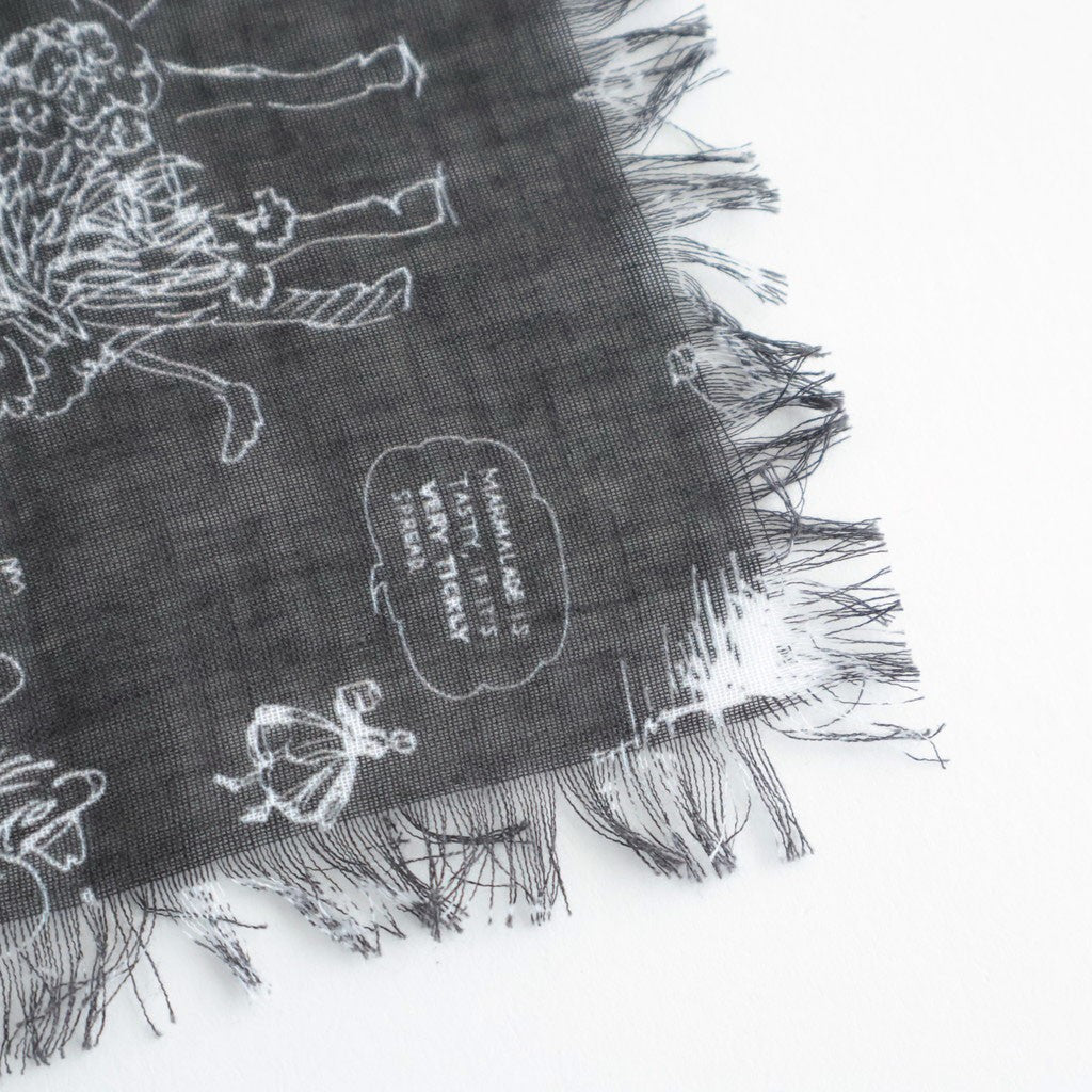 GRAFFITI GAUZE SHAWL #Black [no.7960]