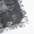 GRAFFITI GAUZE SHAWL #Black [no.7960]