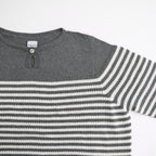 Stripe Long-sleeved Tee #Grey x Ecru [Oni068]