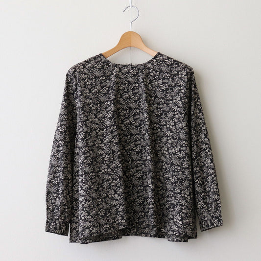 COTTON SLUB SMALL FLOWER PRINT BACK OPENING SMOCK #9982 BLK (BLACK x BEIGE PRINT) [NSL25572]