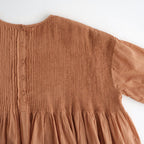 80s ORGANIC VOILE STRIPE (OVERDYE) CREW-NECK 3/4 SL SHIRT WITH MINI PINTUCK #6700 DK.ORANGE [NMDS26511D]