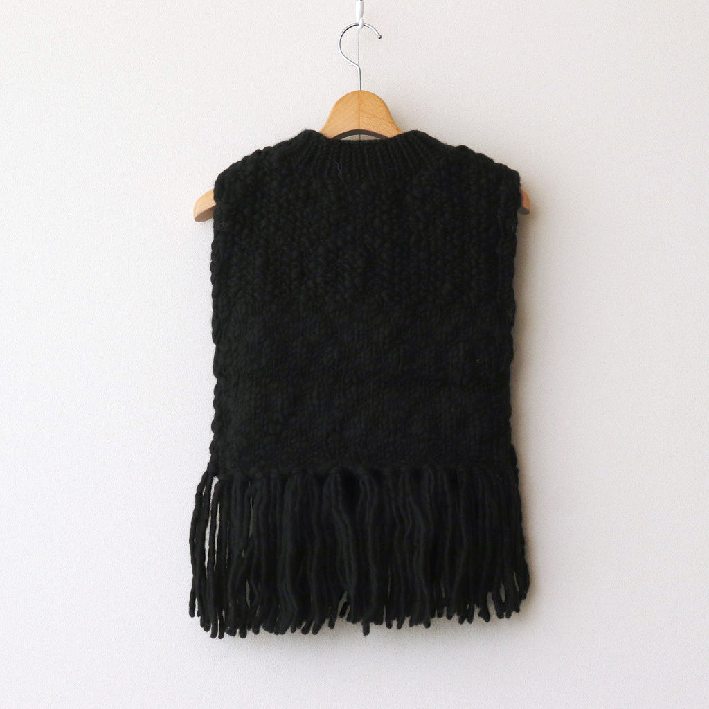 Knitted fringe vest #black [TLF-125-kn001-hk]