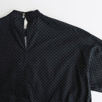 明滅する風景 Stand collar shirt dress #black/grey [TLF-125-op007-gp]