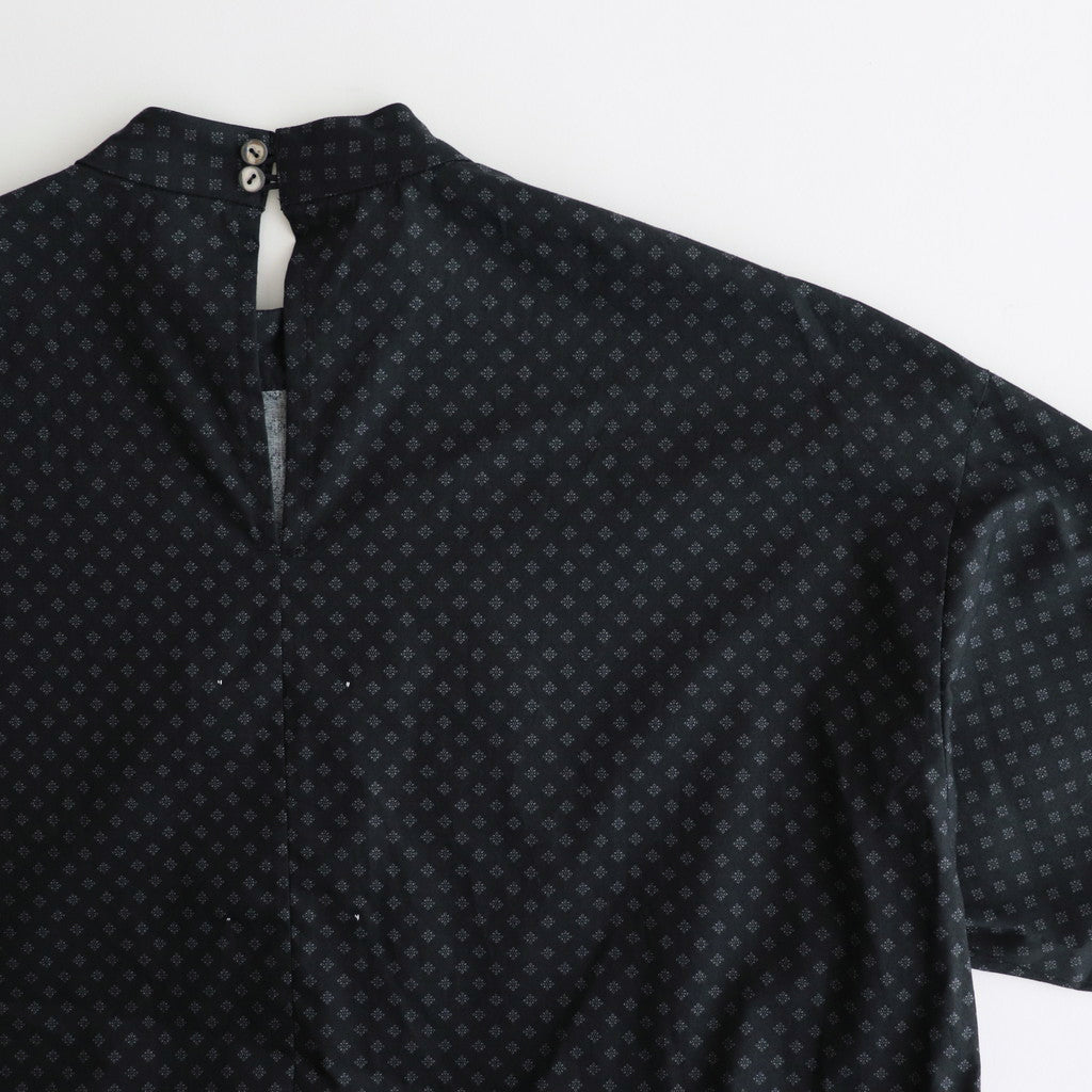明滅する風景 Stand collar shirt dress #black/grey [TLF-125-op007-gp]