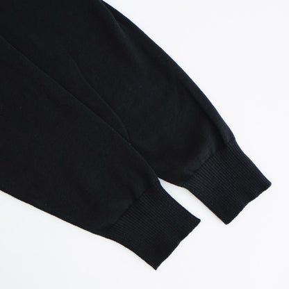 14GG 2PLY PLAIN STITCH COTTON/WOOL/CASHMERE V-NECK CARDIGAN #9900 BLACK [GNSL25531]