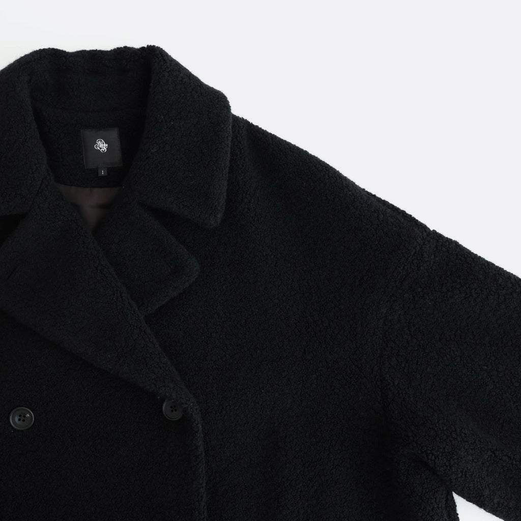 RECYCLE BOA WOOL DOUBLE OVER COAT #9900 BLACK [JNMDS2451]