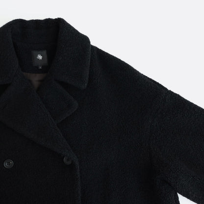 RECYCLE BOA WOOL DOUBLE OVER COAT #9900 BLACK [JNMDS2451]