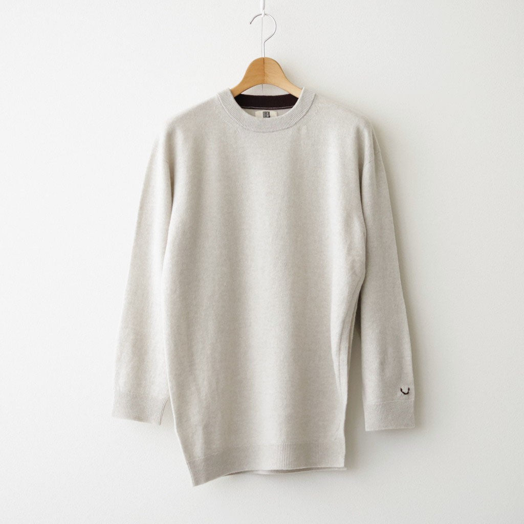 ex super fine woolen wool high-gauge knit P/O #melange light beige [WXFL-UW120]