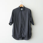 AUTO LOOM LINEN/COTTON PLAIN OVERDYE OPEN COLLAR S/SL SHIRTS #991D C.BLACK [IMDSH2612LCD]