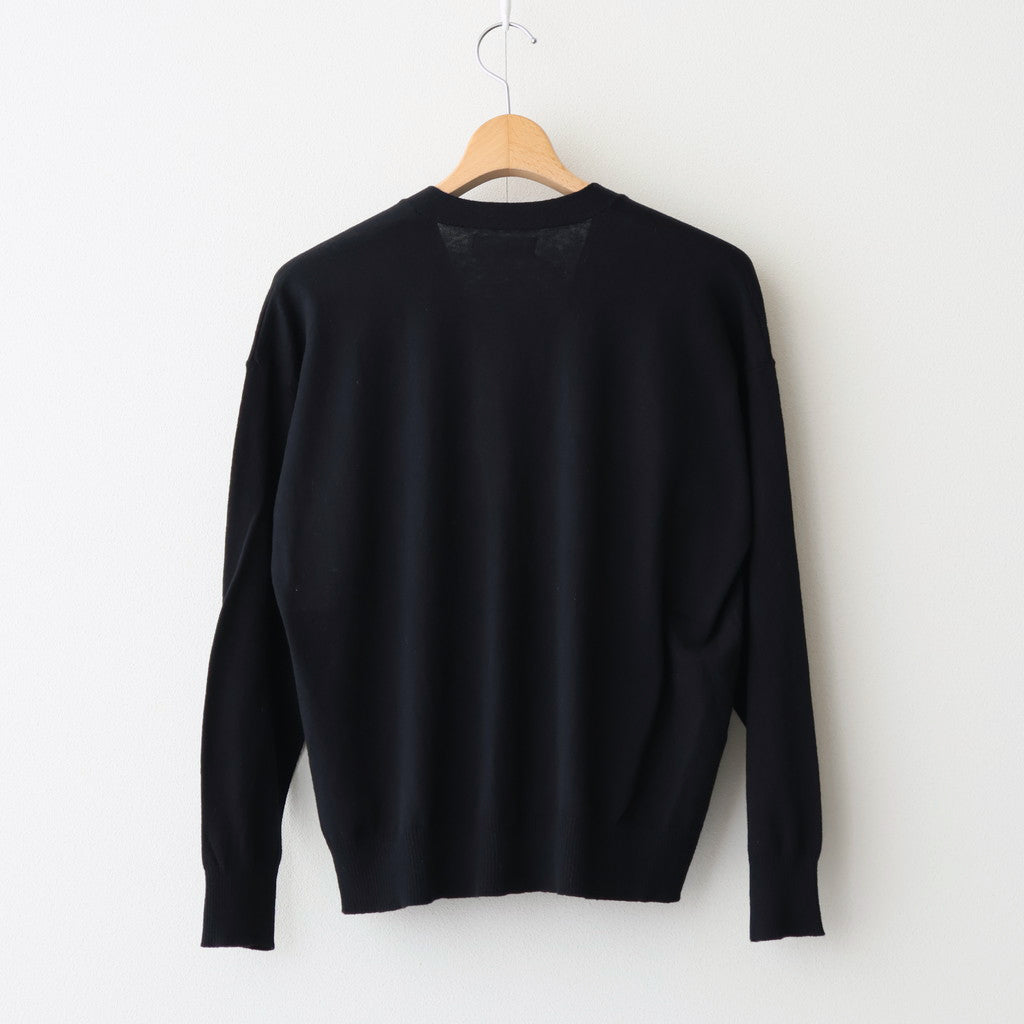 14GG 2PLY PLAIN STITCH COTTON/WOOL/CASHMERE V-NECK CARDIGAN #9900 BLACK [GNSL25531]