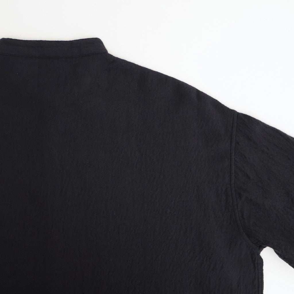 BOILED WOOL PLAIN BANDED COLLAR EMB SHIRT #3900 NAVY [NMDS25601]