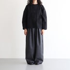 WORSTED SERGE 2TUCK WIDE EASY PANTS #9800 CHARCOAL [GNMDS2502WS]