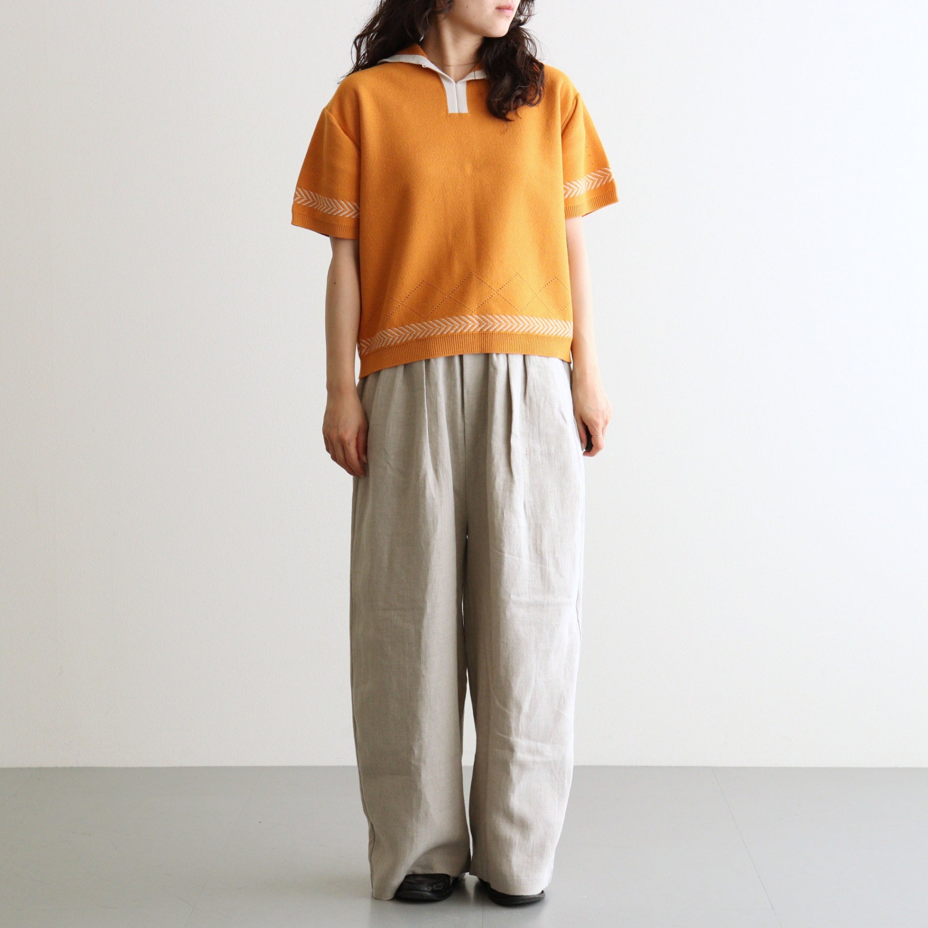 Kafusho Polo Knit #Orange [261808]