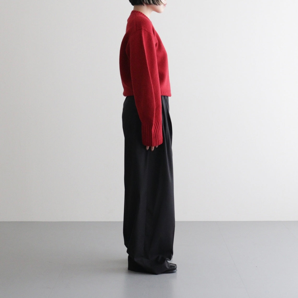 fine lambs wool crew-neck P/O #red [WVFL-UW117]