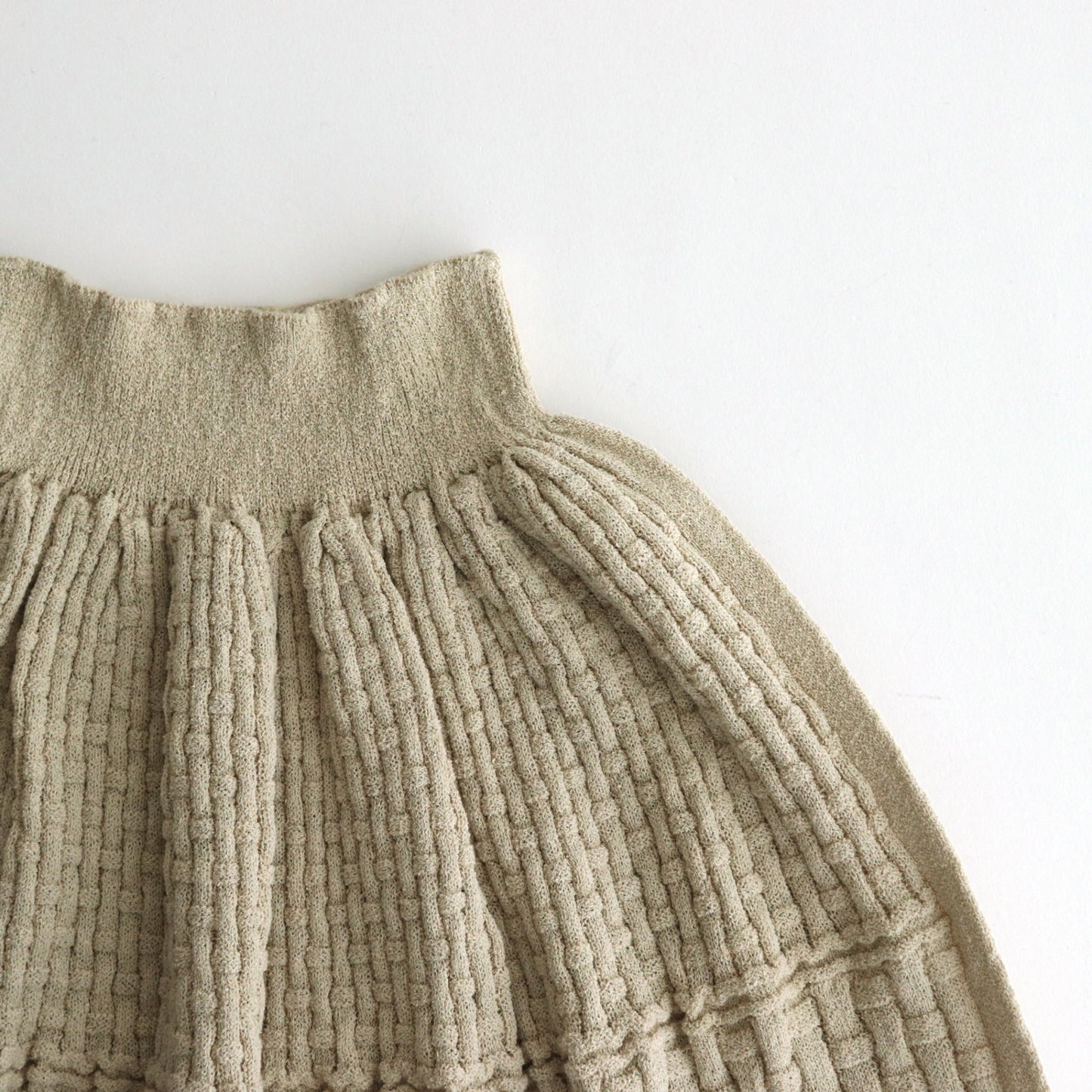 Cotton-boucle Basket Skirt #L.Beige [oni052]
