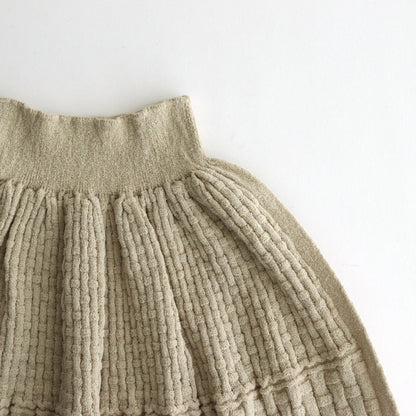 Cotton-boucle Basket Skirt #L.Beige [oni052]