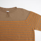 Stripe Long-sleeved Tee #Beige x Orange [Oni068]