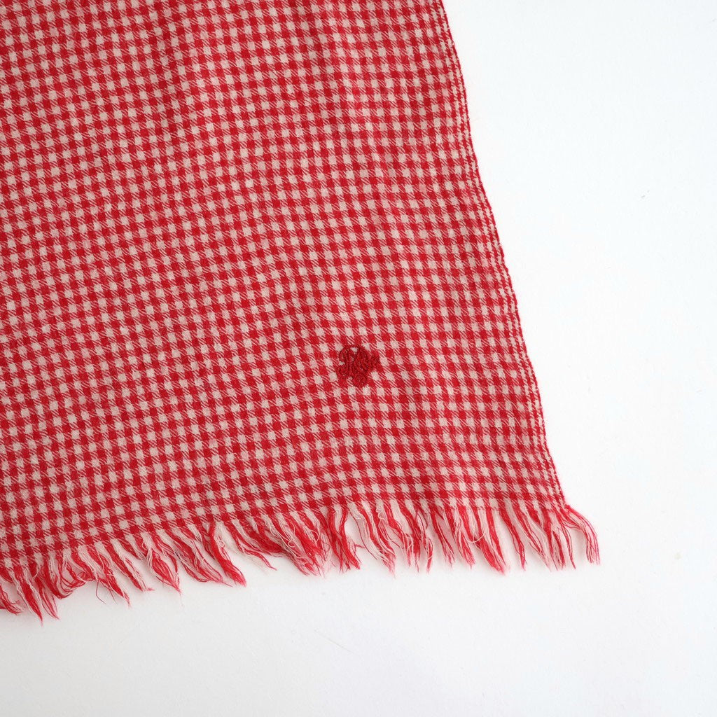 BOILE WOOL SMALL GINGHAM CHECK BOILED WOOL SMALL GINGHAM CHECK STOLE #7581 RED (RED/ECRU SAND CHECK) [NMDS26586]