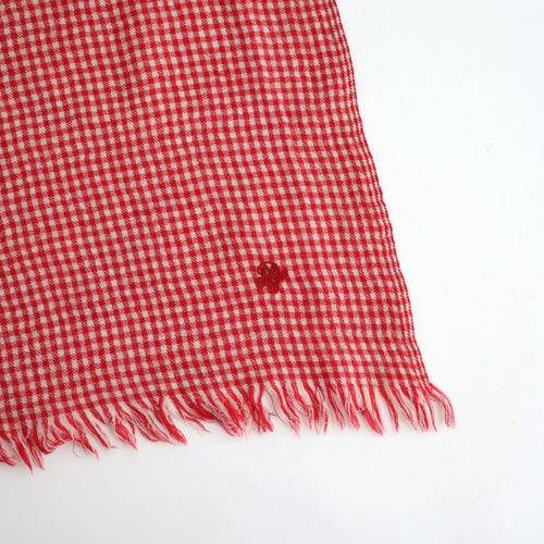 BOILE WOOL SMALL GINGHAM CHECK BOILED WOOL SMALL GINGHAM CHECK STOLE #7581 RED (RED/ECRU SAND CHECK) [NMDS26586]