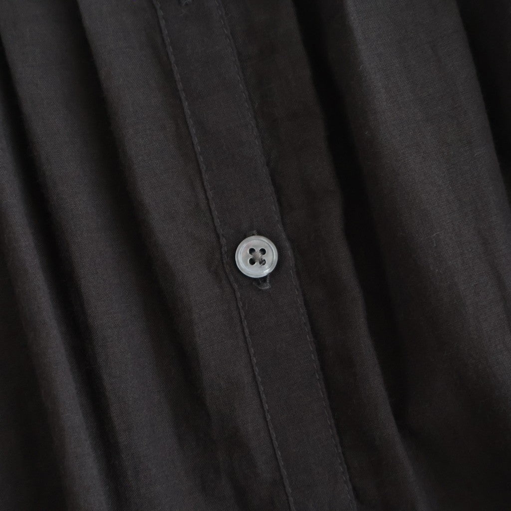 80s VOILE PLAIN WITH CUT WORK LACE BANDED COLLAR PINTUCK SHIRTS #9900 BLACK [INSL26341]