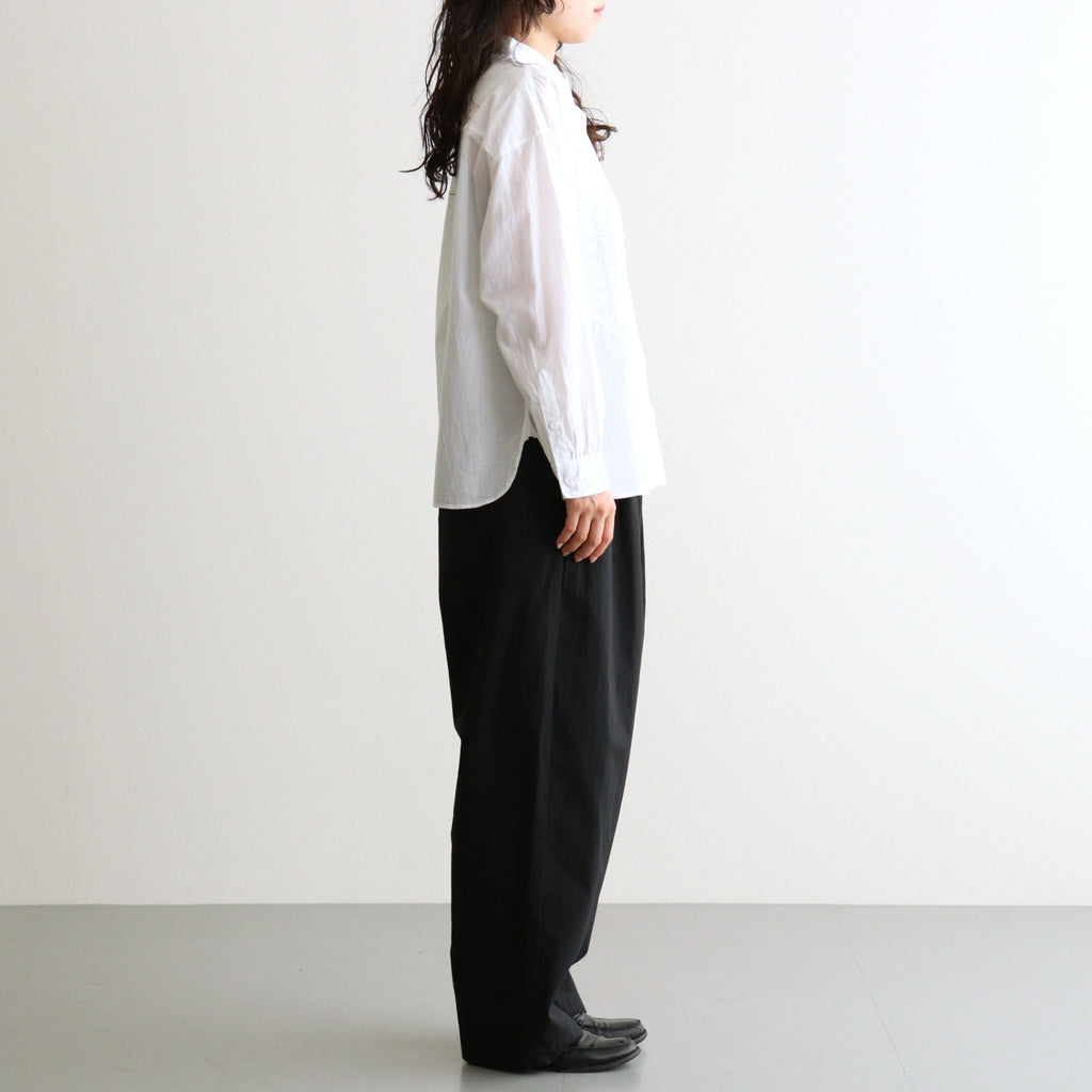 COTTON/LINEN DYED WEATHER 2TUCK TAPERED EASY PANTS #9900 BLACK [GNMDS2501CLW]