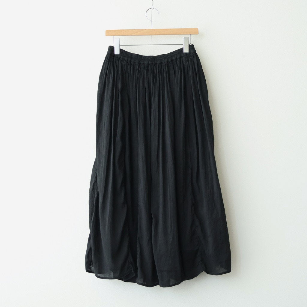 60s AUTOLOOM LINEN/COTTON PLAIN OVERDYE GATHERED SKIRT #9900 BLACK [INMDS26012D]