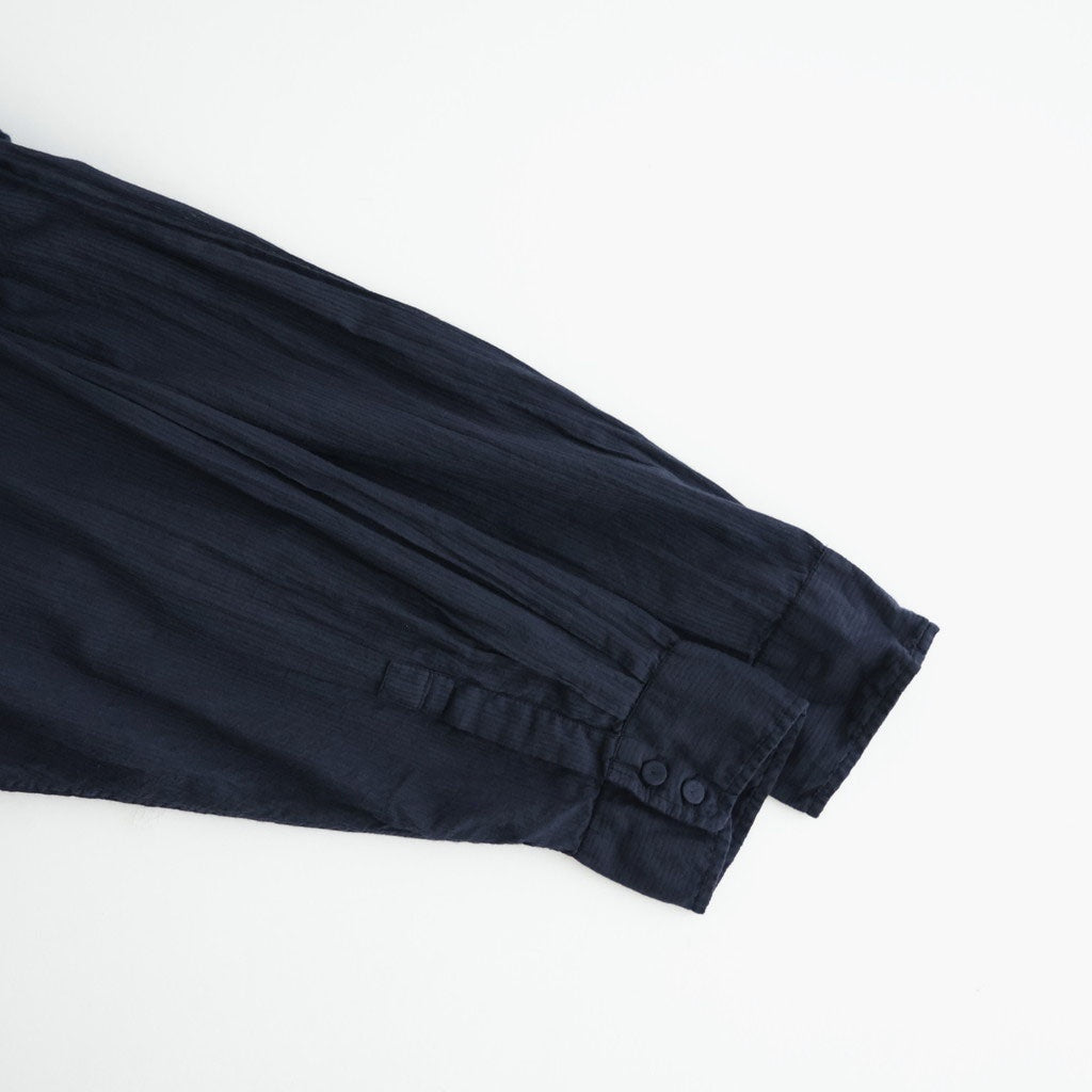 80s ORGANIC VOILE STRIPE (OVERDYE) BANDED SHIRT DRESS WITH MINI PINTUCK #3960 MARINE [NMDS26514D]