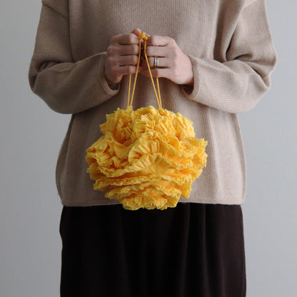 G.D FRILL POM POM FLOWER BAG #yellow [no.6862]