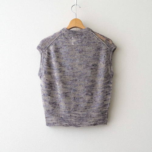 linen & silk melange slub yarn vest #violet melange [WXSP-UW102]