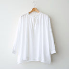 60s COTTON CAMBRIC PLAIN WITH LACE LACE & STRING COLLAR GATHERED SHIRT #9000 WHITE [NSL26552]