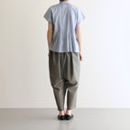 80s COTTON VOILE PLAIN BANDED COLLAR FRENCH/SL PINTUCK SHIRT #3300 SAX BLUE [NSL25042]