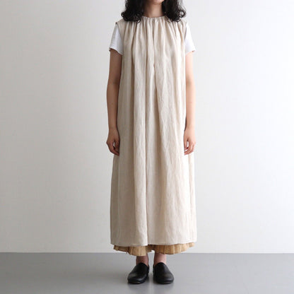 DENSELY LINEN GATHER DRESS #Antique White [no.7310]