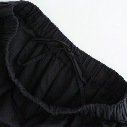 40s POPLIN PLAIN HEM PLEATS EASY PANTS #9900 BLACK [NSL25546]