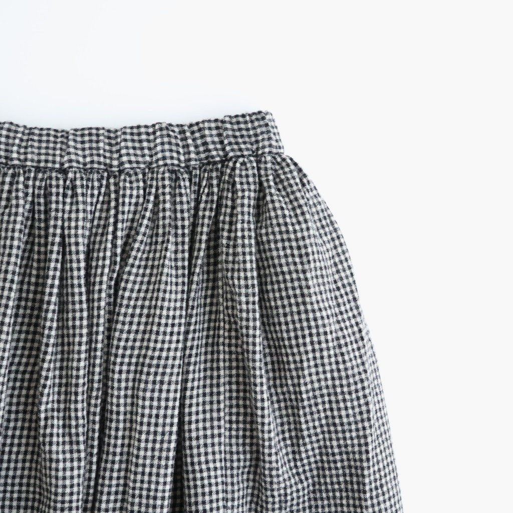 BOILE WOOL SMALL GINGHAM CHECK GATHERED SKIRT WITH LINING #9981 BLK (BLACK/ECRU SAND CHECK) [NMDS26585]
