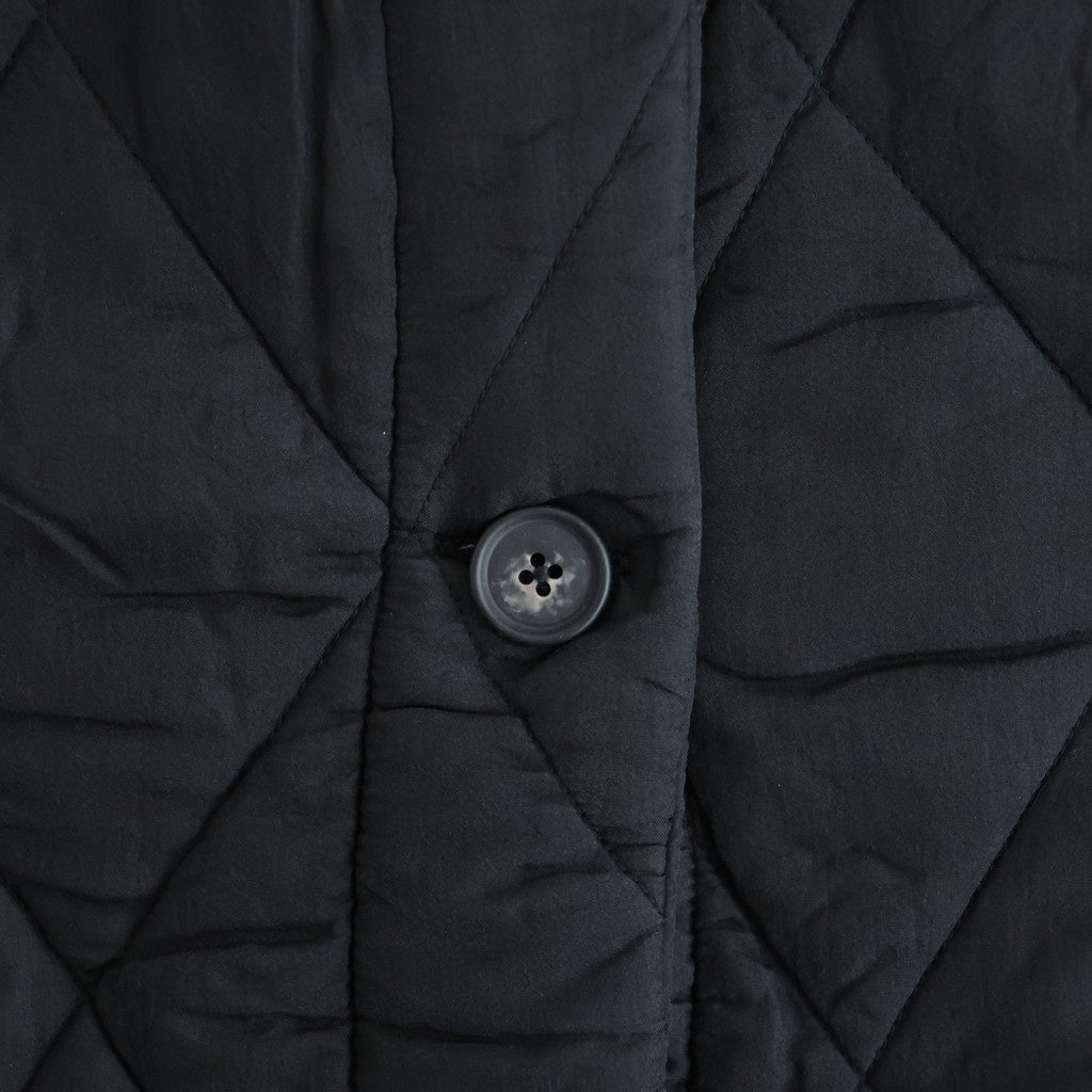 BANGALORE SILK PLAIN PADDED C-NECK SHORT COAT #9900 BLACK [NMDS26551]