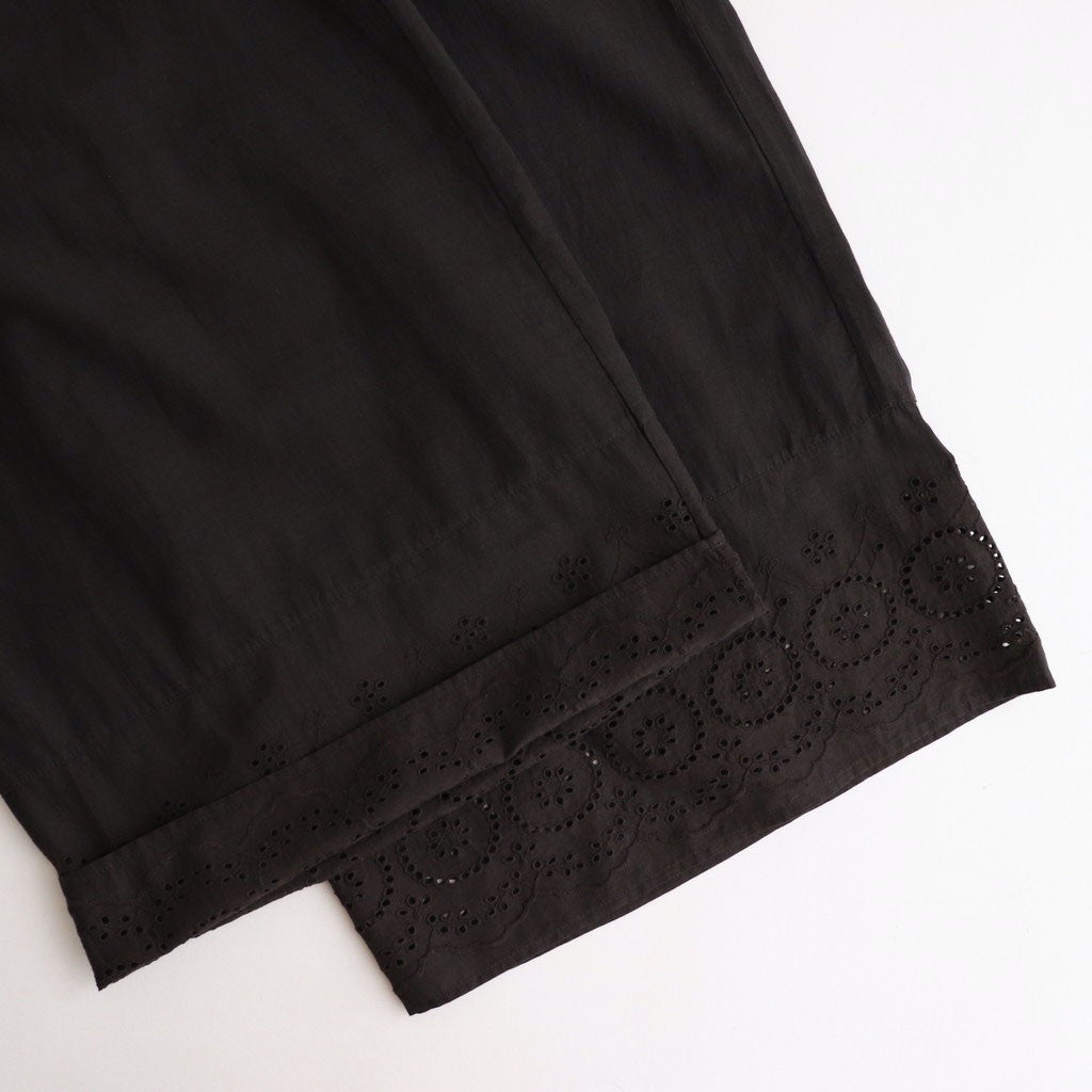 80s VOILE PLAIN WITH CUT WORK LACE EASY PANTS #9900 BLACK [INSL23224]
