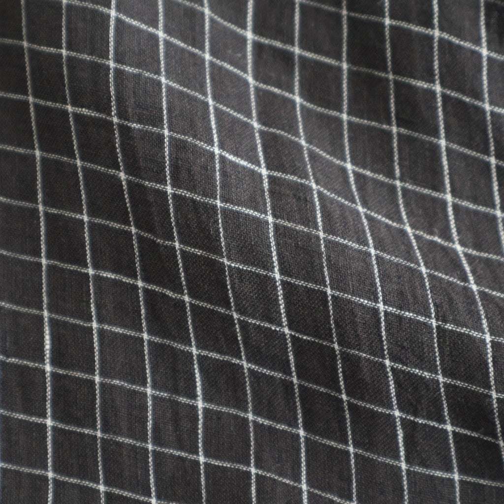 80s POWER LOOM LINEN CHECK WIDE PANTS #9890 OFF BLACK x WHITE CHECK [NMDS26285]