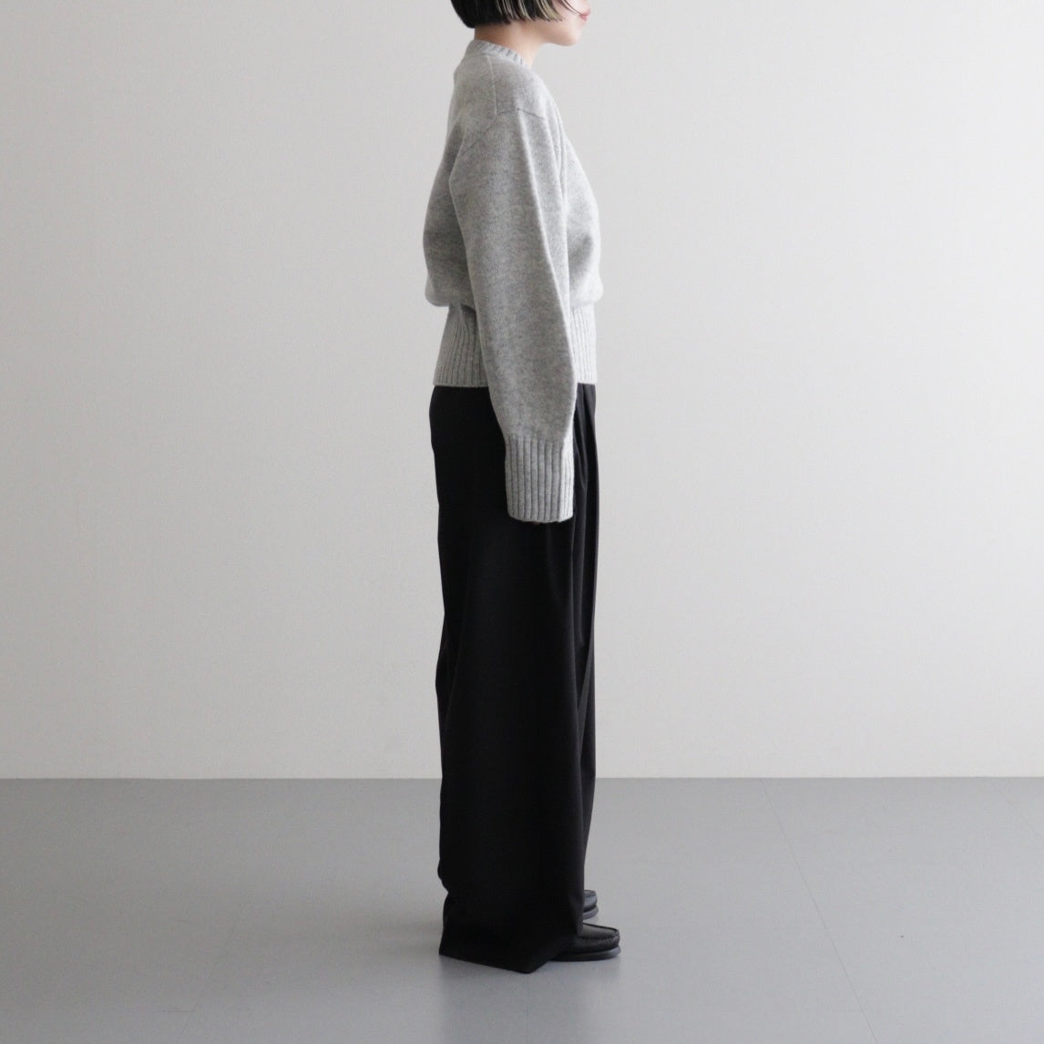 fine lambs wool crew-neck P/O #light gray [WVFL-UW117]