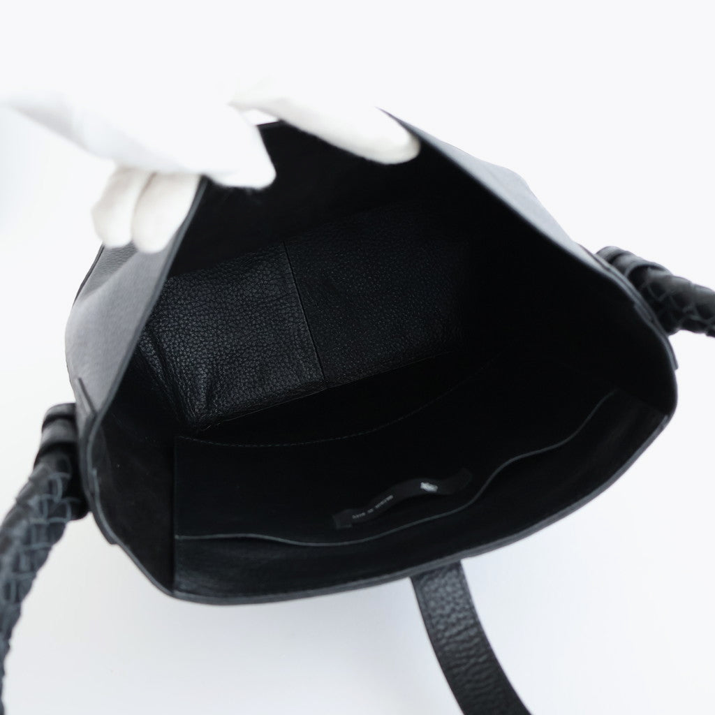 GRAINED LEATHER ONE HANDLE BAG #9900 BLACK [SVMDS2551F]
