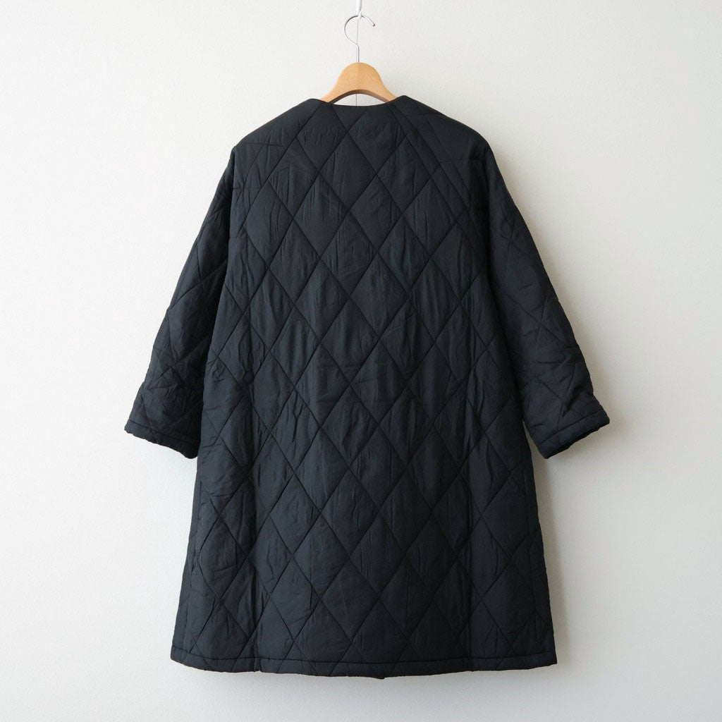 BANGALORE SILK PLAIN PADDED NO COLLAR DOUBLE COAT #9900 BLACK [NMDS26552]