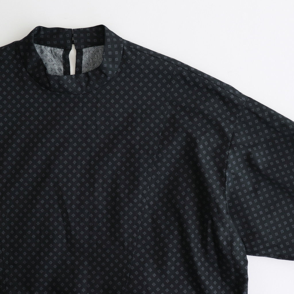 明滅する風景 Stand collar shirt dress #black/grey [TLF-125-op007-gp]