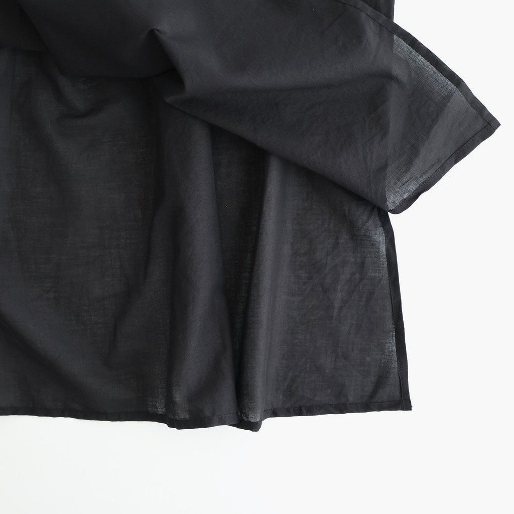 80s COTTON VOILE LACE LACE&STRING COLLAR GATHERED SHIRT #9900 BLACK [NSL26092]